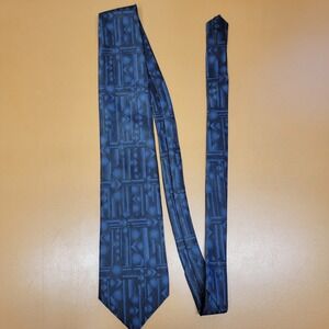 Puritan Mens Blue Geometric Pattern Polyester Necktie